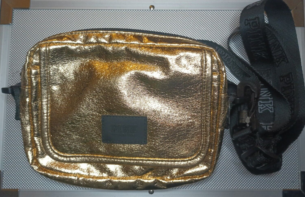 VS PINK Gold Metallic Belt Bag Fanny Pack Crossbody Shoulder Bag NWT Adjustable